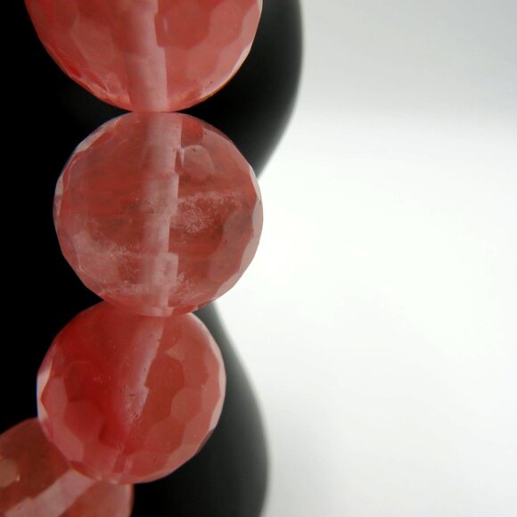 Rose Pink Quartz Bracelet Faceted Bead‎ Chunky Stones Stretch - Picture 3 of 10